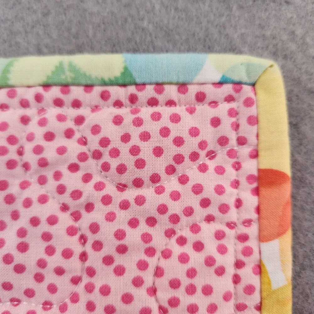 Handmade Patchwork Quilt Rainbow‎ Polka Dot Geometric Stipple Quilted 37x47